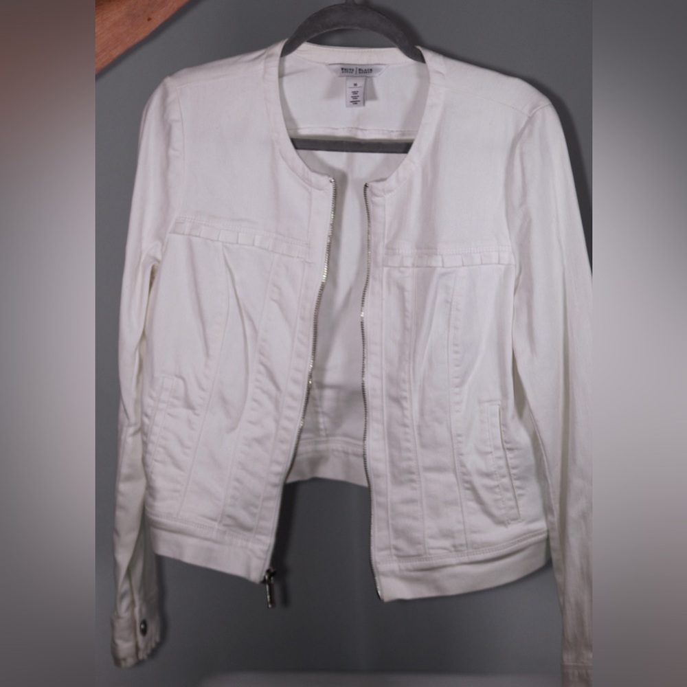 WHBM White Denim Jacket Size 10